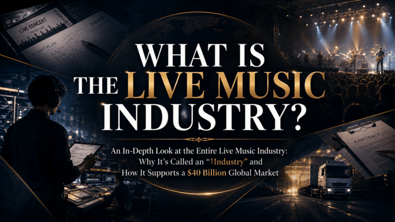 Key players in the live music industry, including artists, management, booking agents, promoters, ticketing companies, venues, production managers and technical crew.